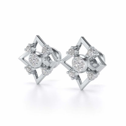 Demoiselle Silver Studs - White Gold - Image 3