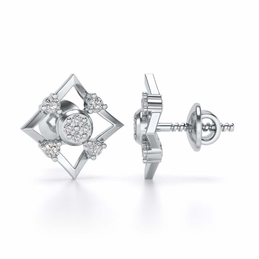Demoiselle Silver Studs - White Gold - Image 4