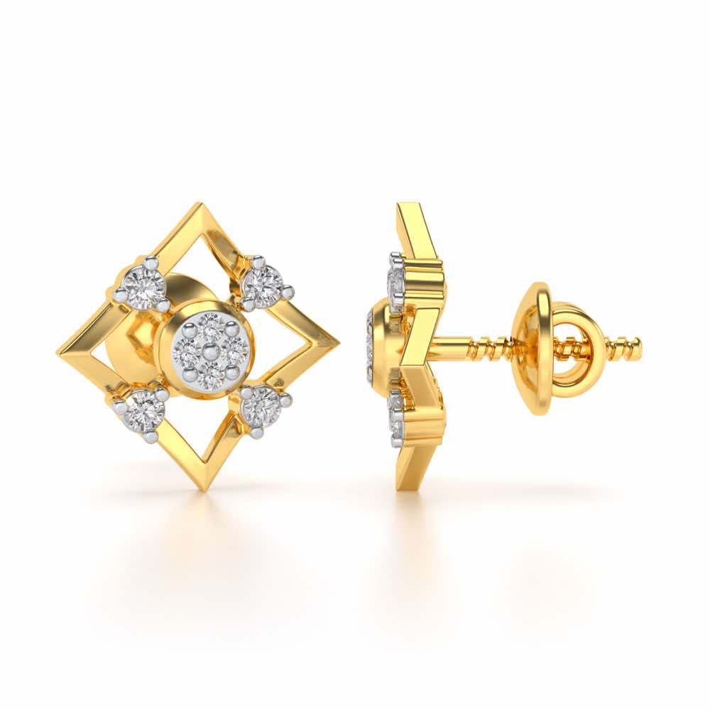 Demoiselle Silver Studs - Yellow Gold - Image 4