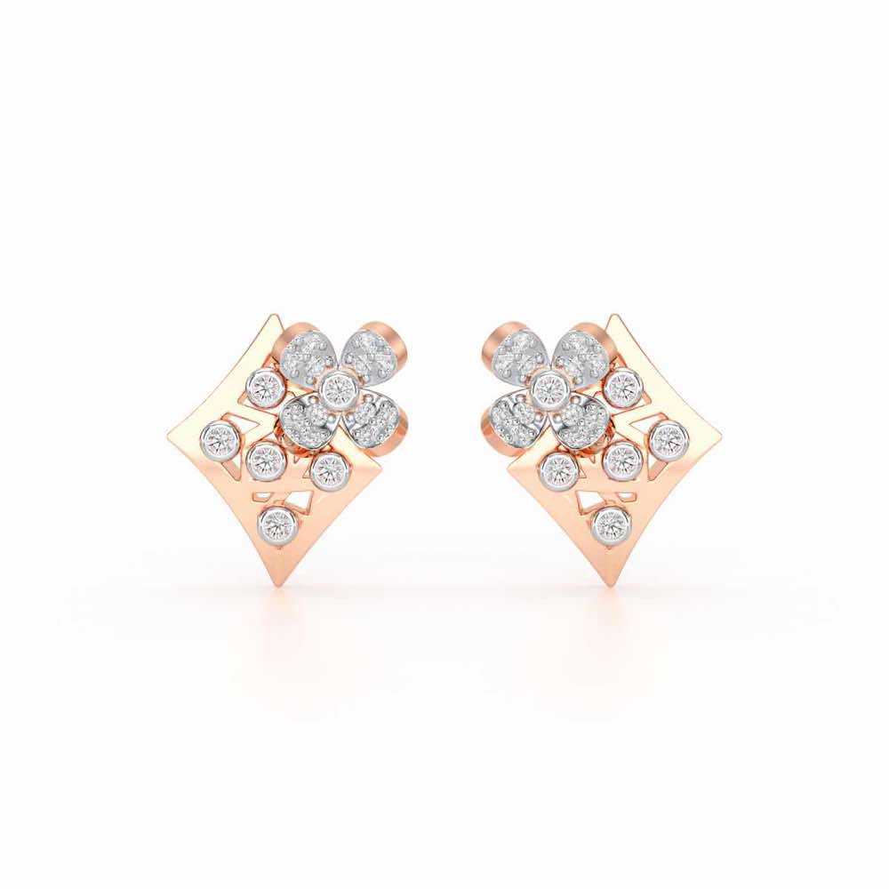 Destiny Gleam Silver Stud Earrings - Rose Gold - Image 1
