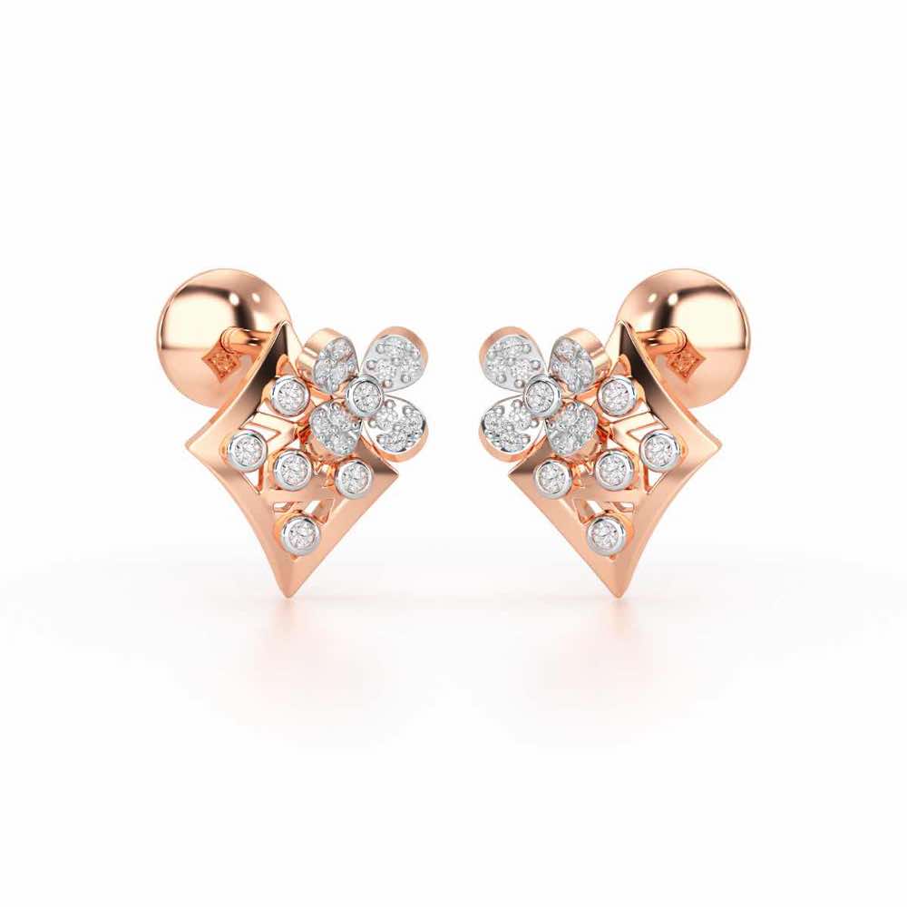 Destiny Gleam Silver Stud Earrings - Rose Gold - Image 2