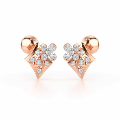 Destiny Gleam Silver Stud Earrings - Rose Gold - Image 2