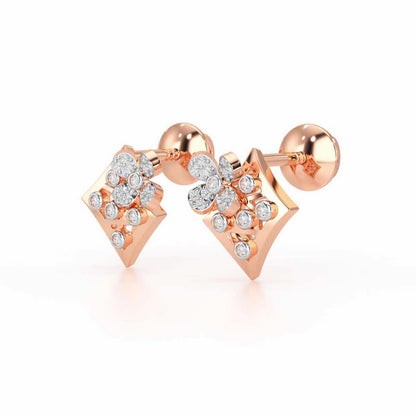 Destiny Gleam Silver Stud Earrings - Rose Gold - Image 3