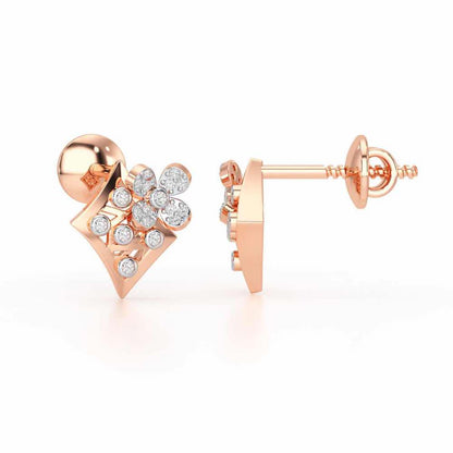 Destiny Gleam Silver Stud Earrings - Rose Gold - Image 4