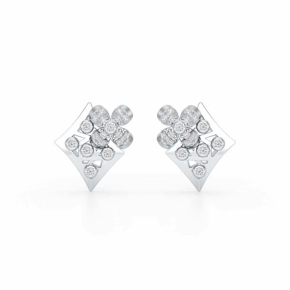 Destiny Gleam Silver Stud Earrings - White Gold - Image 1