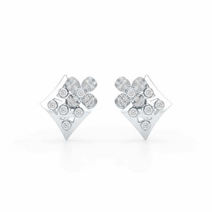 Destiny Gleam Silver Stud Earrings - White Gold - Image 1