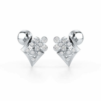 Destiny Gleam Silver Stud Earrings - White Gold - Image 2