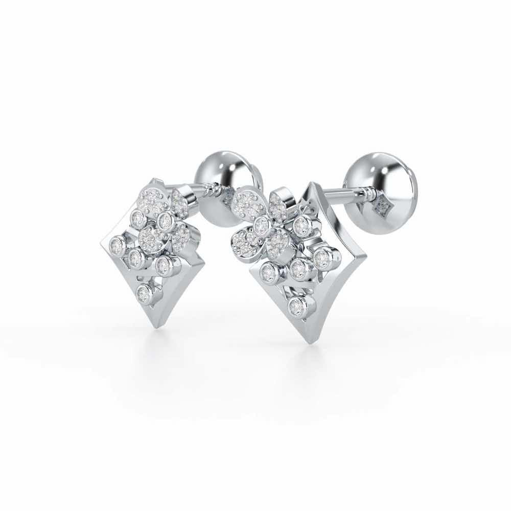 Destiny Gleam Silver Stud Earrings - White Gold - Image 3