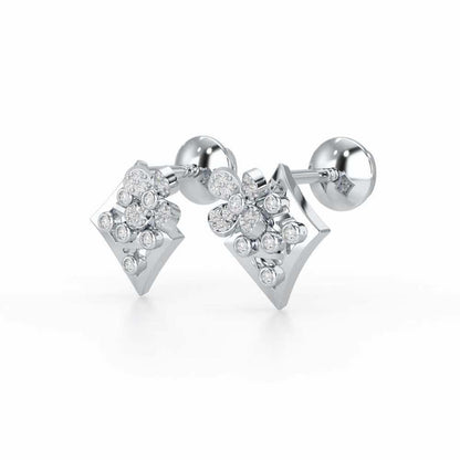 Destiny Gleam Silver Stud Earrings - White Gold - Image 3