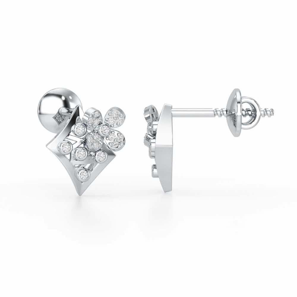 Destiny Gleam Silver Stud Earrings - White Gold - Image 4
