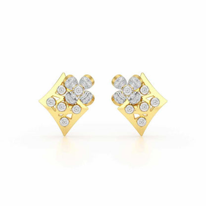 Destiny Gleam Silver Stud Earrings - Yellow Gold - Image 1
