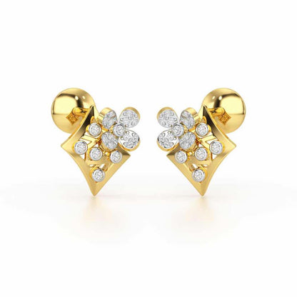 Destiny Gleam Silver Stud Earrings - Yellow Gold - Image 2