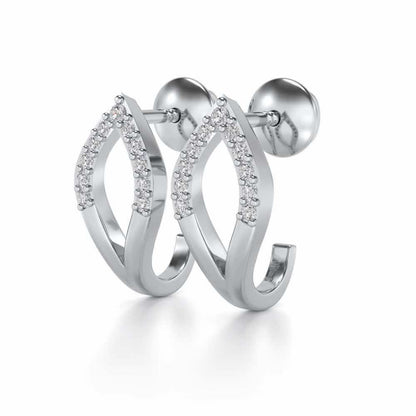 Dew Drips Silver Bali Earrings - White Gold - Image 3