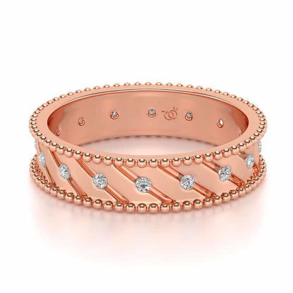 Diagonal Shine Silver Band Ring - Rose Gold - Image 2