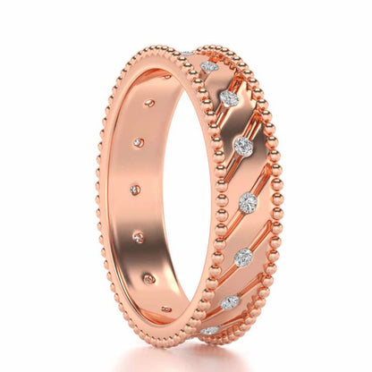 Diagonal Shine Silver Band Ring - Rose Gold - Image 3