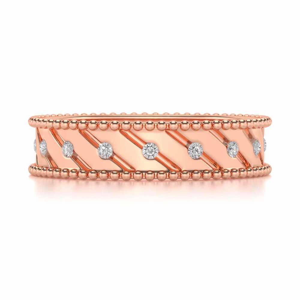 Diagonal Shine Silver Band Ring - Rose Gold - Image 4