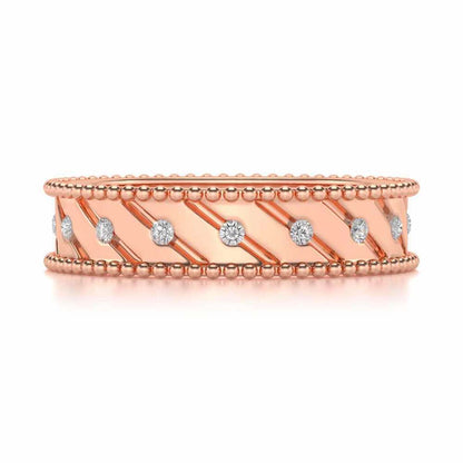 Diagonal Shine Silver Band Ring - Rose Gold - Image 4
