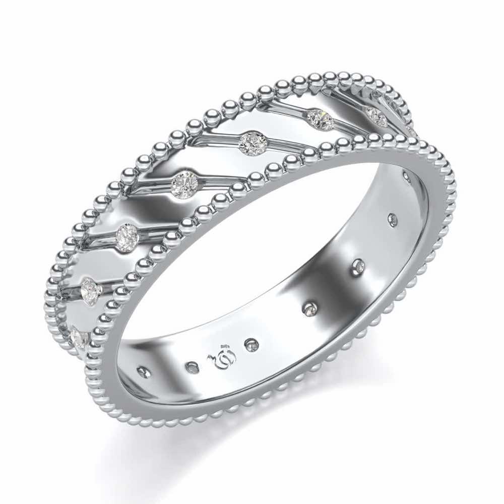 Diagonal Shine Silver Band Ring - White Gold - Image 1