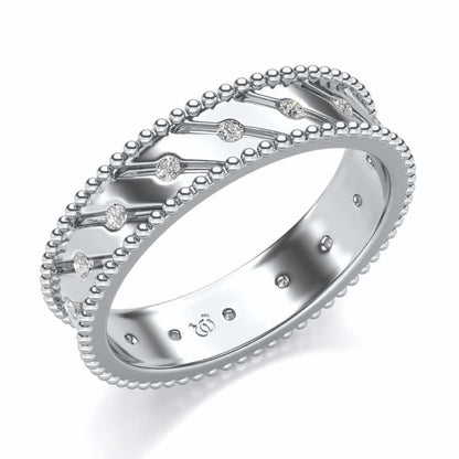Diagonal Shine Silver Band Ring - White Gold - Image 1