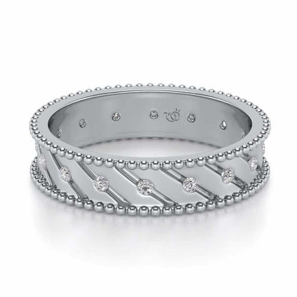 Diagonal Shine Silver Band Ring - White Gold - Image 2