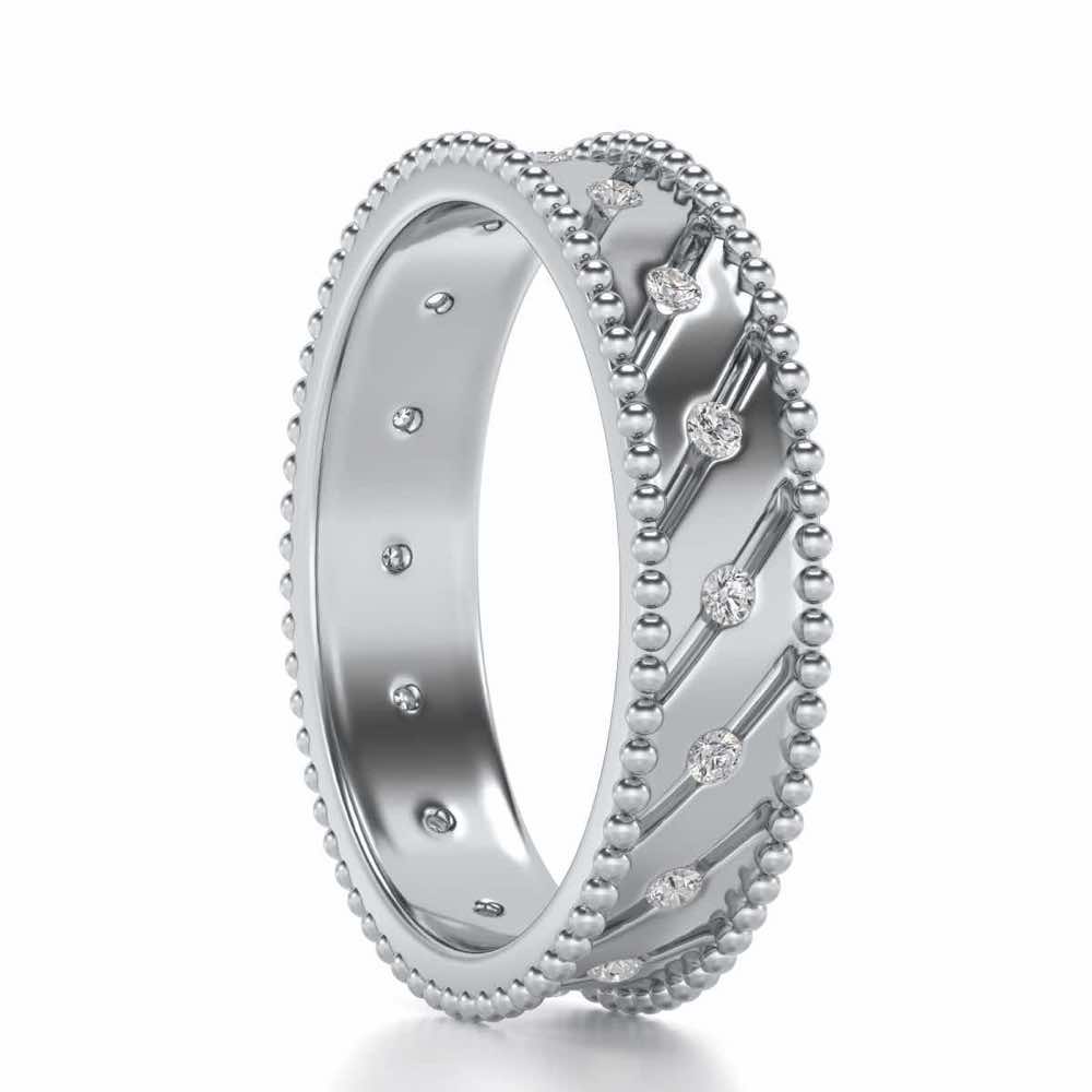 Diagonal Shine Silver Band Ring - White Gold - Image 3