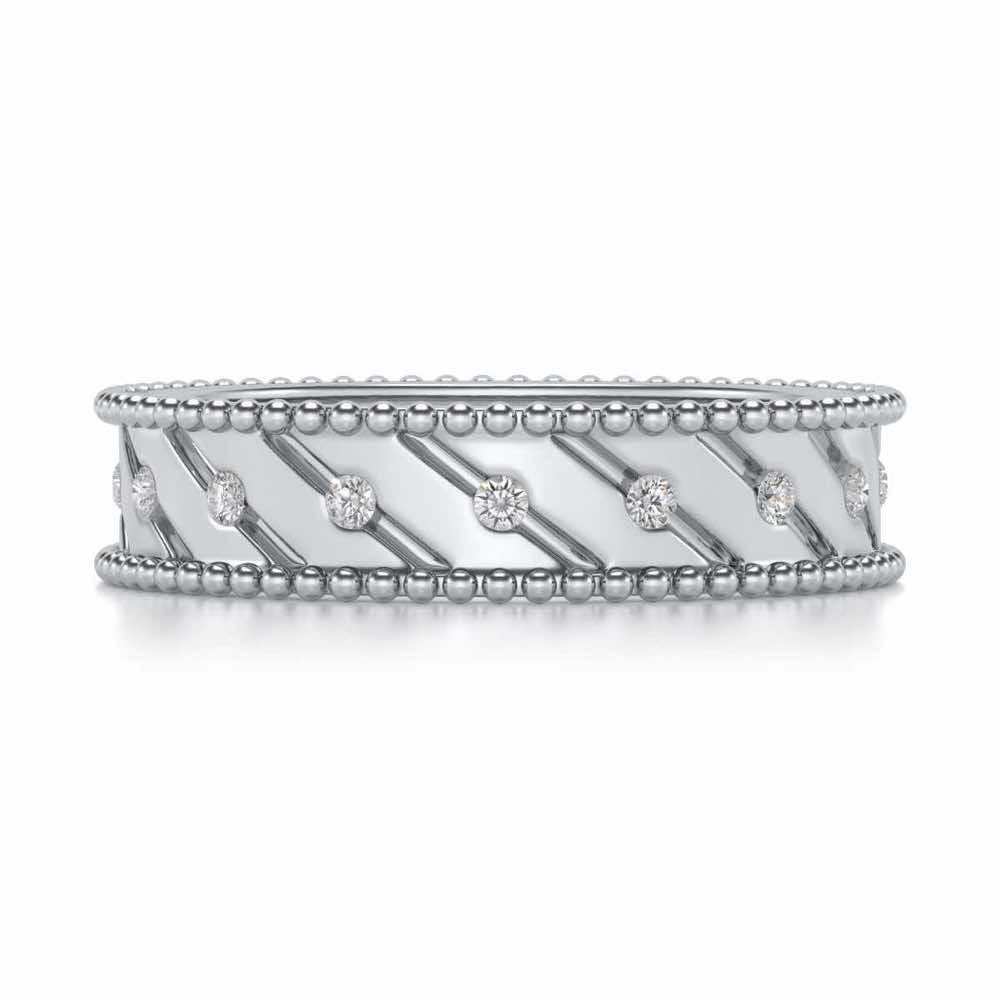 Diagonal Shine Silver Band Ring - White Gold - Image 4