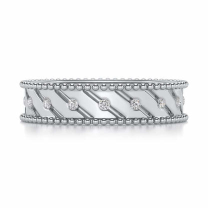 Diagonal Shine Silver Band Ring - White Gold - Image 4
