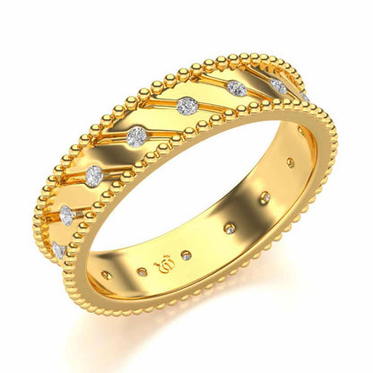 Diagonal Shine Silver Band Ring - Yellow Gold - Image 1