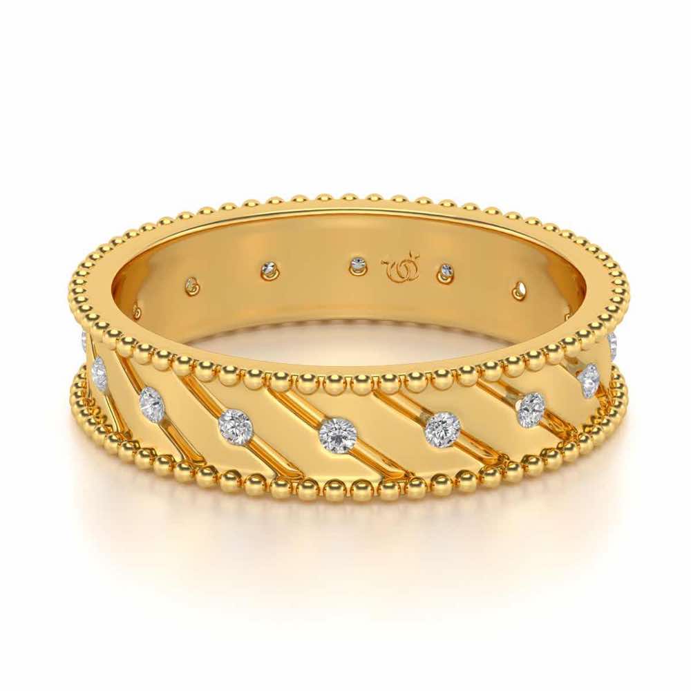 Diagonal Shine Silver Band Ring - Yellow Gold - Image 2
