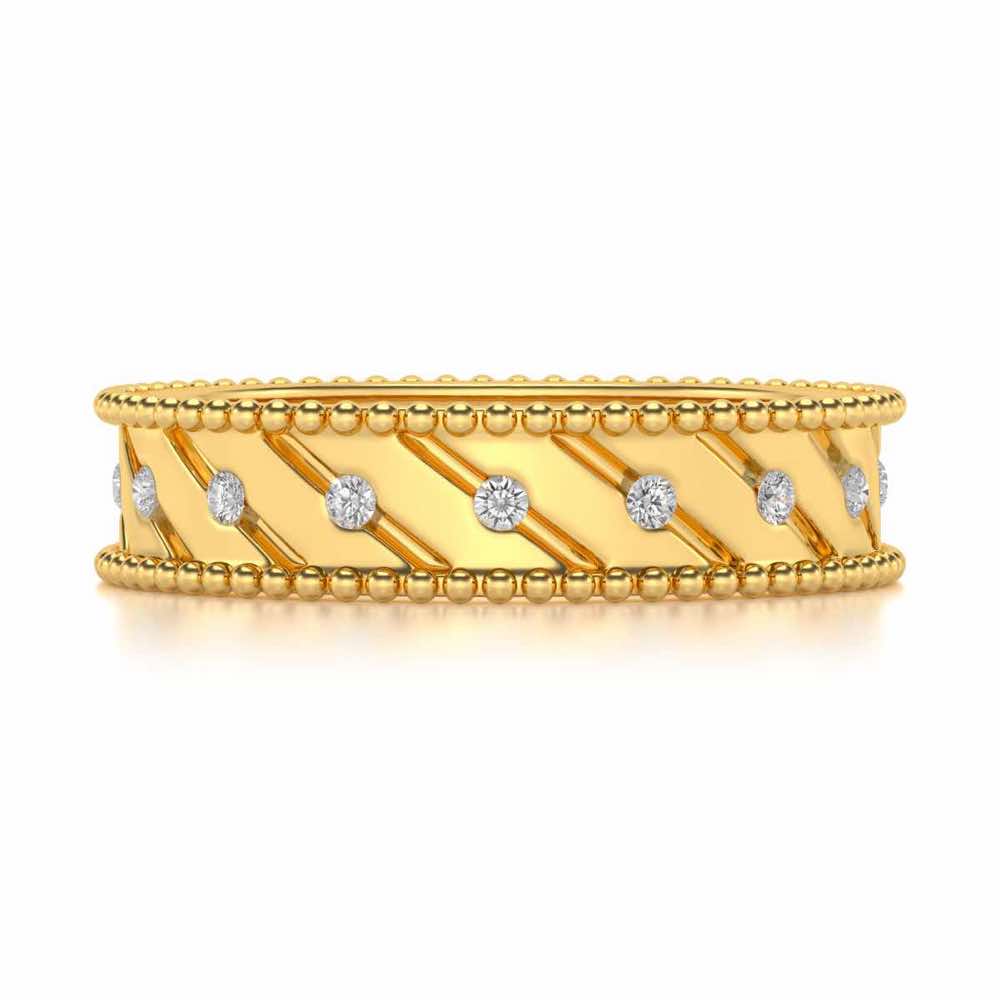 Diagonal Shine Silver Band Ring - Yellow Gold - Image 4