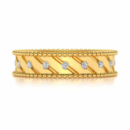 Diagonal Shine Silver Band Ring - Yellow Gold - Image 4