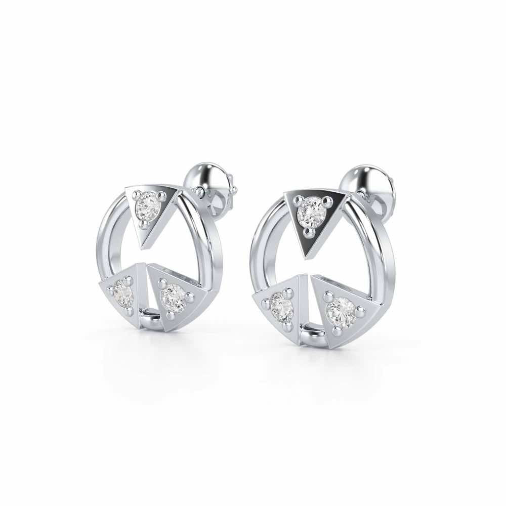 Silver Arch Silver Earrings - White Gold - Image 3
