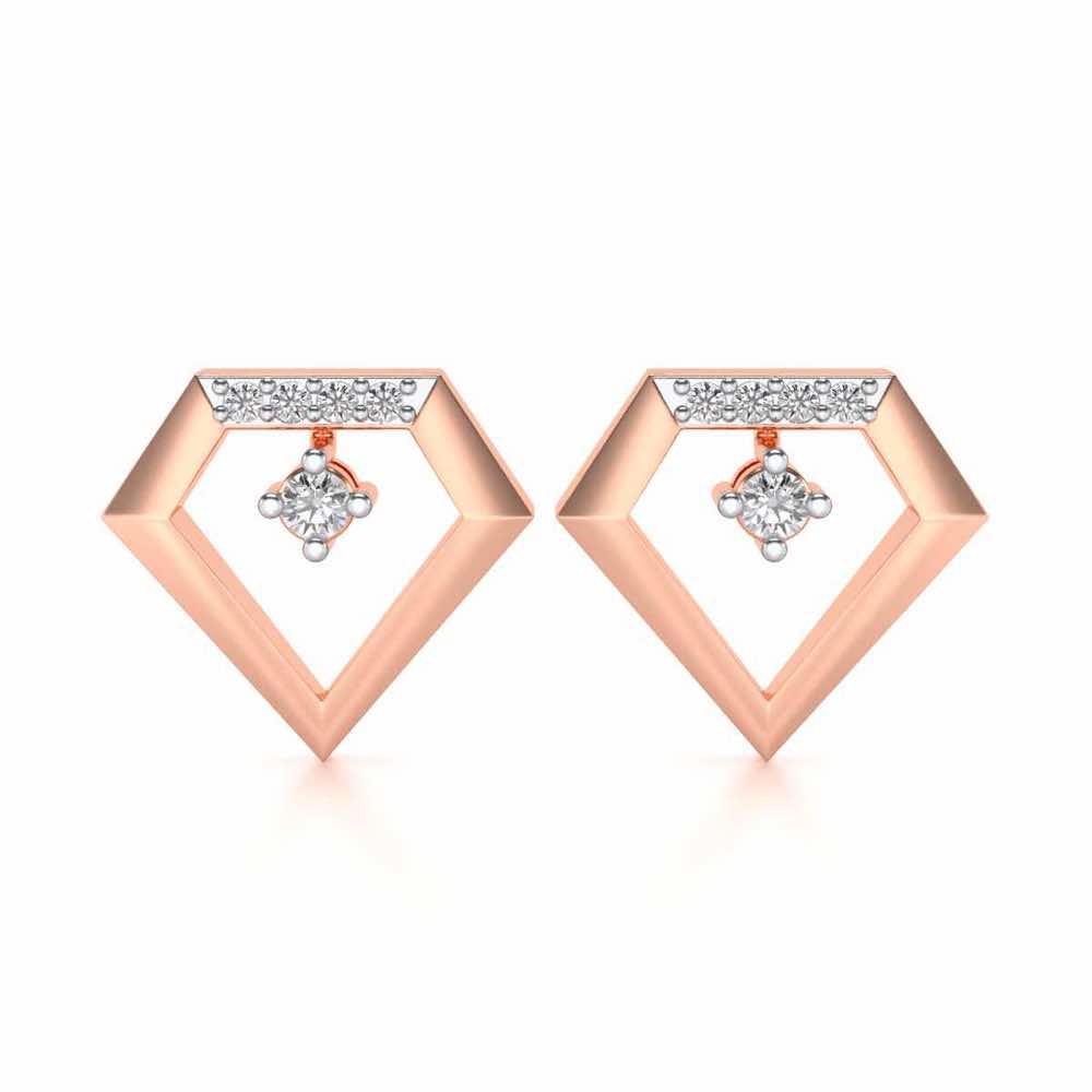 Silverly Shaped Silver Earrings - Rose Gold - Image 1