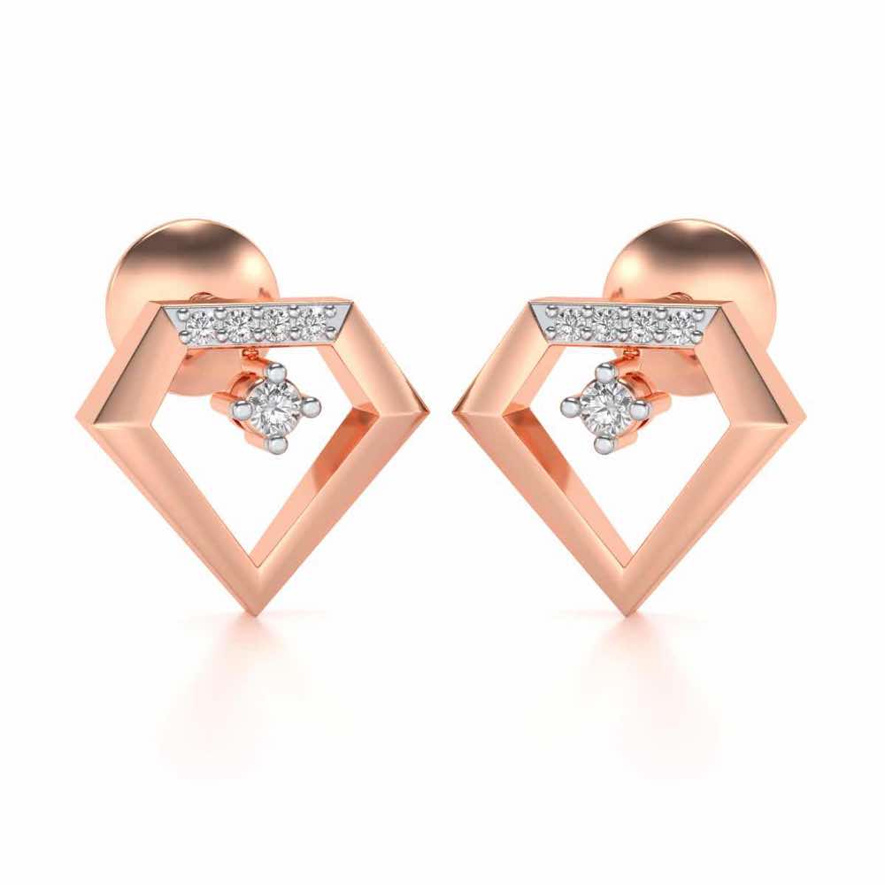 Silverly Shaped Silver Earrings - Rose Gold - Image 2