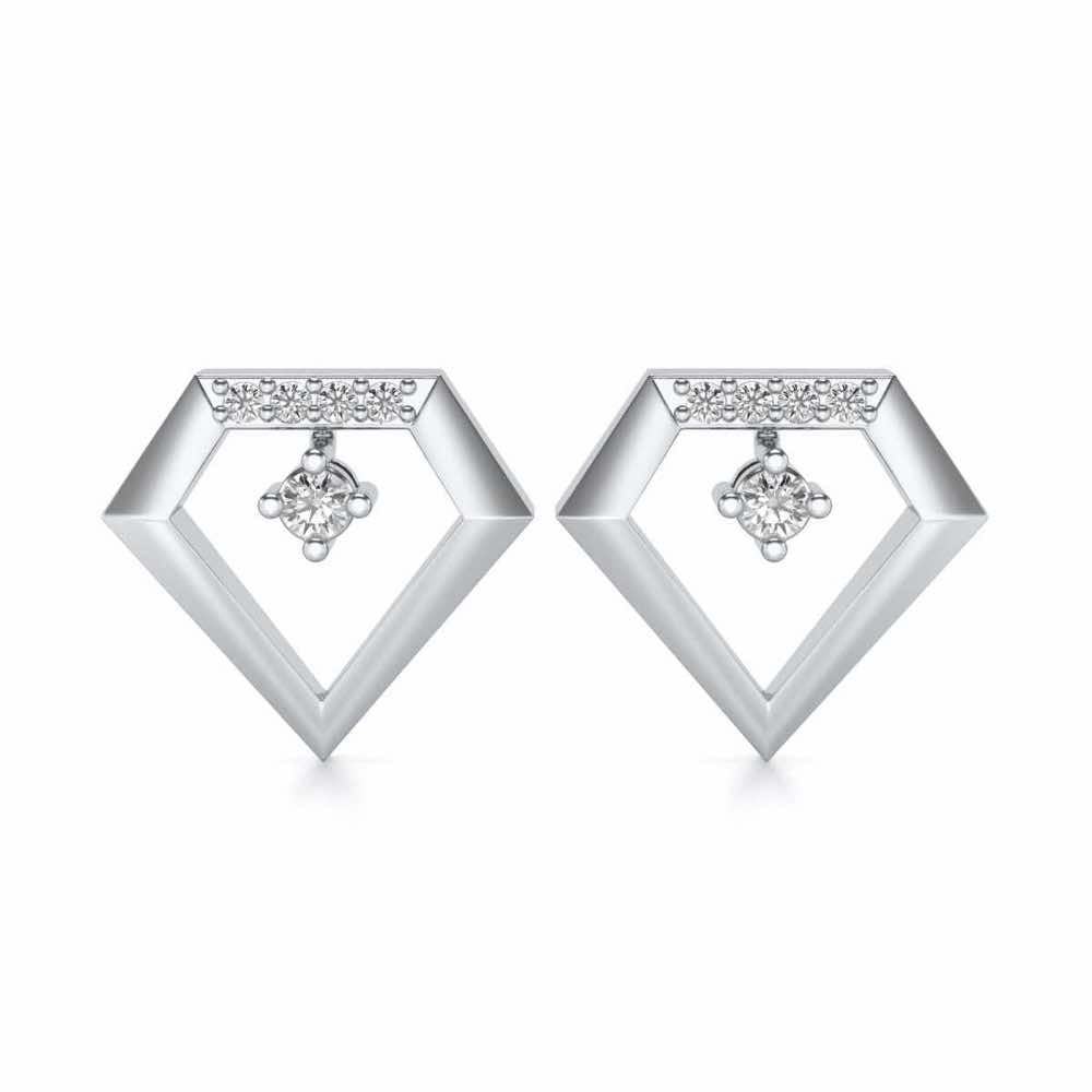 Silverly Shaped Silver Earrings - White Gold - Image 1