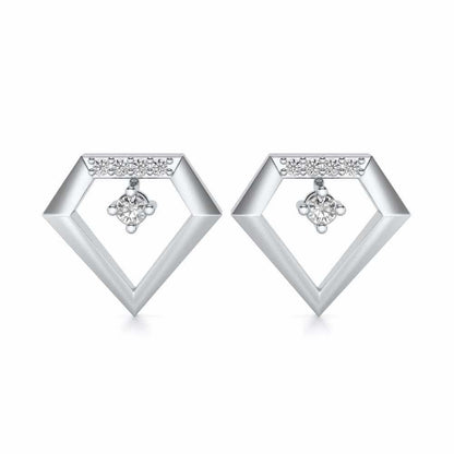 Silverly Shaped Silver Earrings - White Gold - Image 1