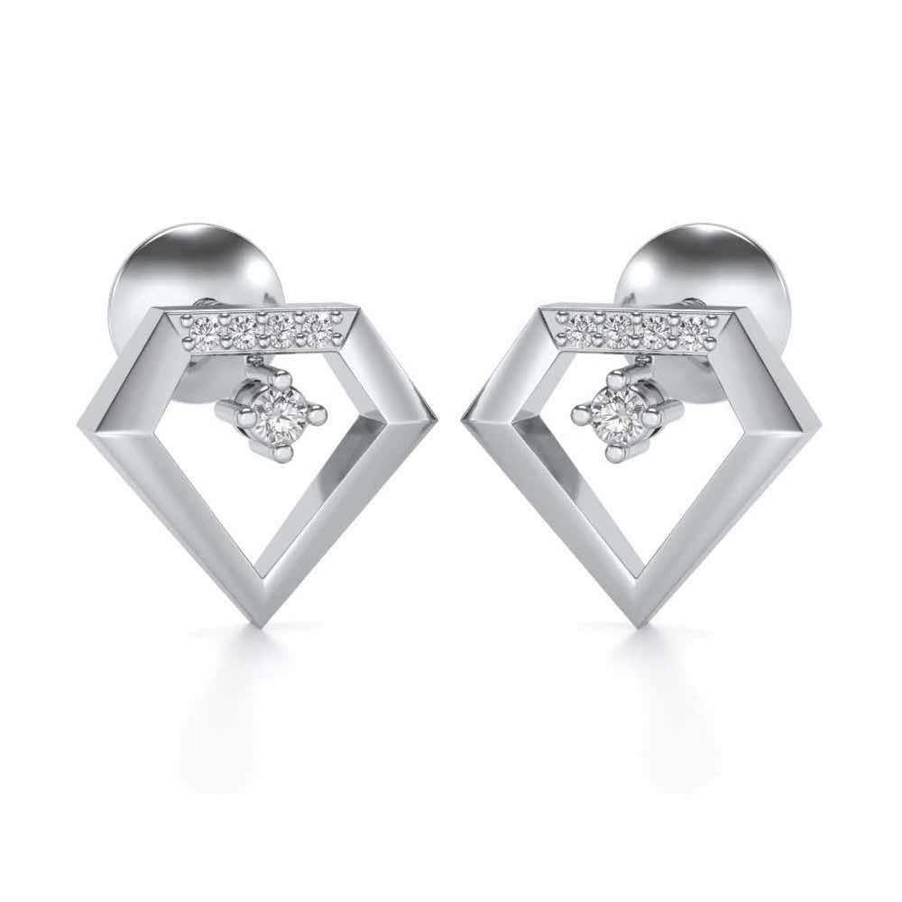 Silverly Shaped Silver Earrings - White Gold - Image 2