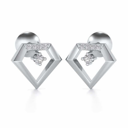 Silverly Shaped Silver Earrings - White Gold - Image 2