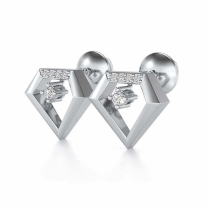 Silverly Shaped Silver Earrings - White Gold - Image 3