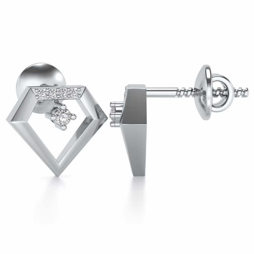 Silverly Shaped Silver Earrings - White Gold - Image 4