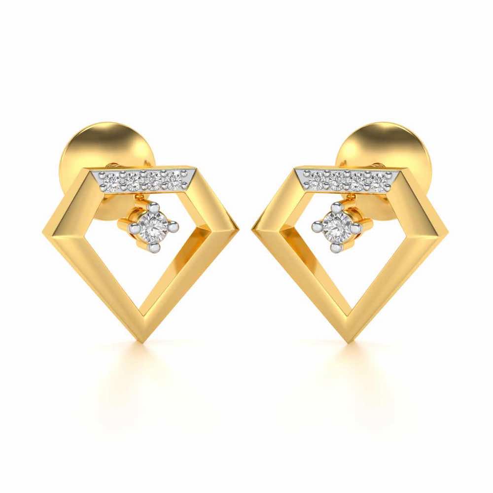 Silverly Shaped Silver Earrings - Yellow Gold - Image 2