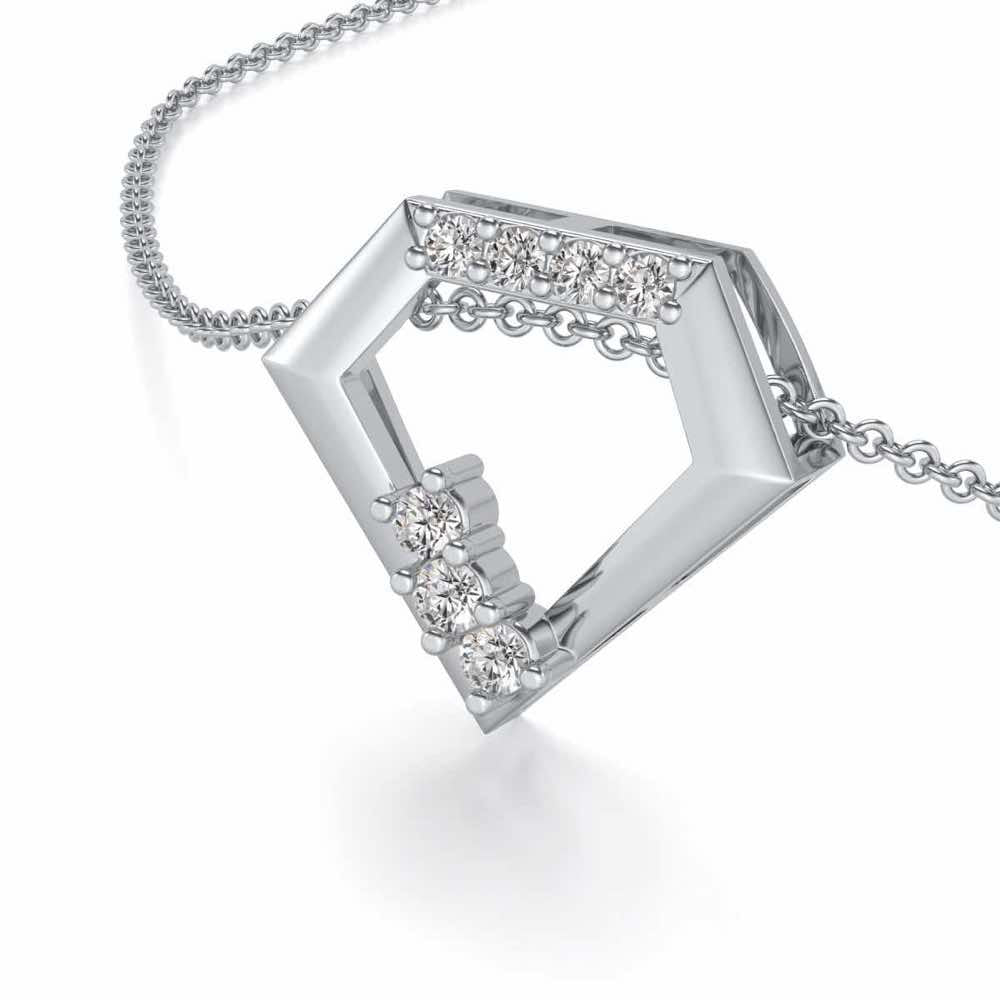 Silverly Shaped Silver Pendant - White Gold - Image 2