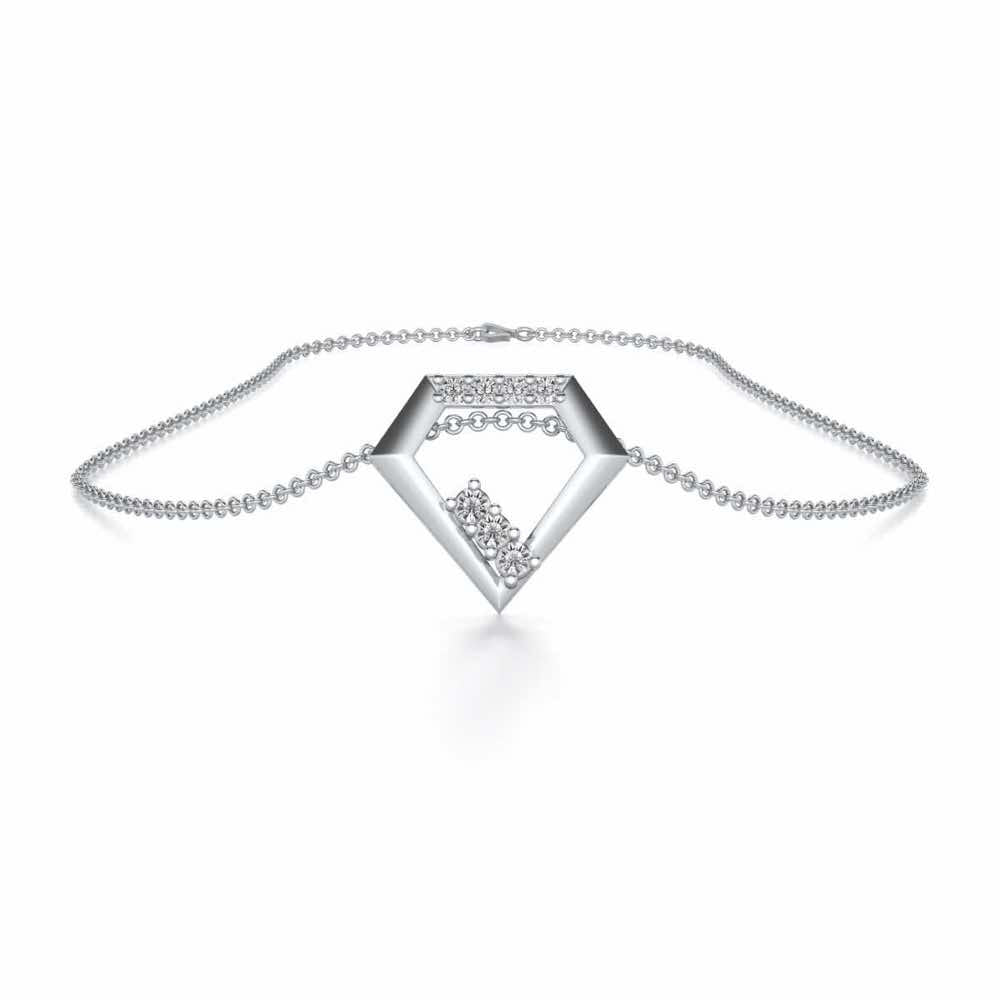 Silverly Shaped Silver Pendant - White Gold - Image 3