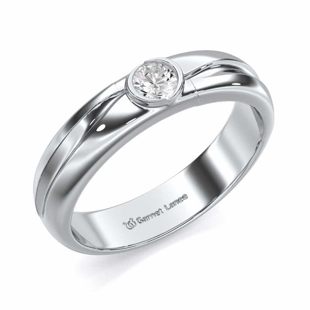 Dignified Brilliance Men Solitaire Ring - White Gold - Image 1