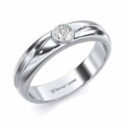 Dignified Brilliance Men Solitaire Ring - White Gold - Image 1