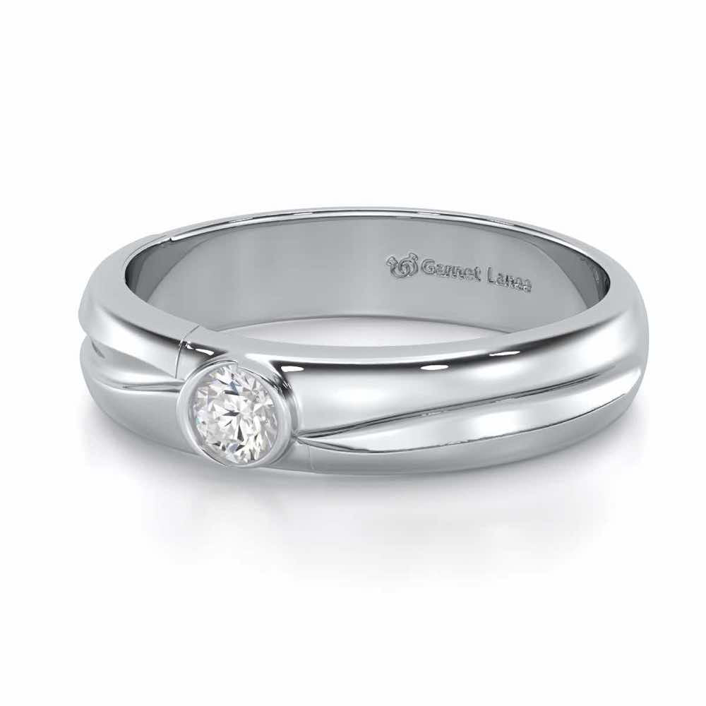 Dignified Brilliance Men Solitaire Ring - White Gold - Image 2