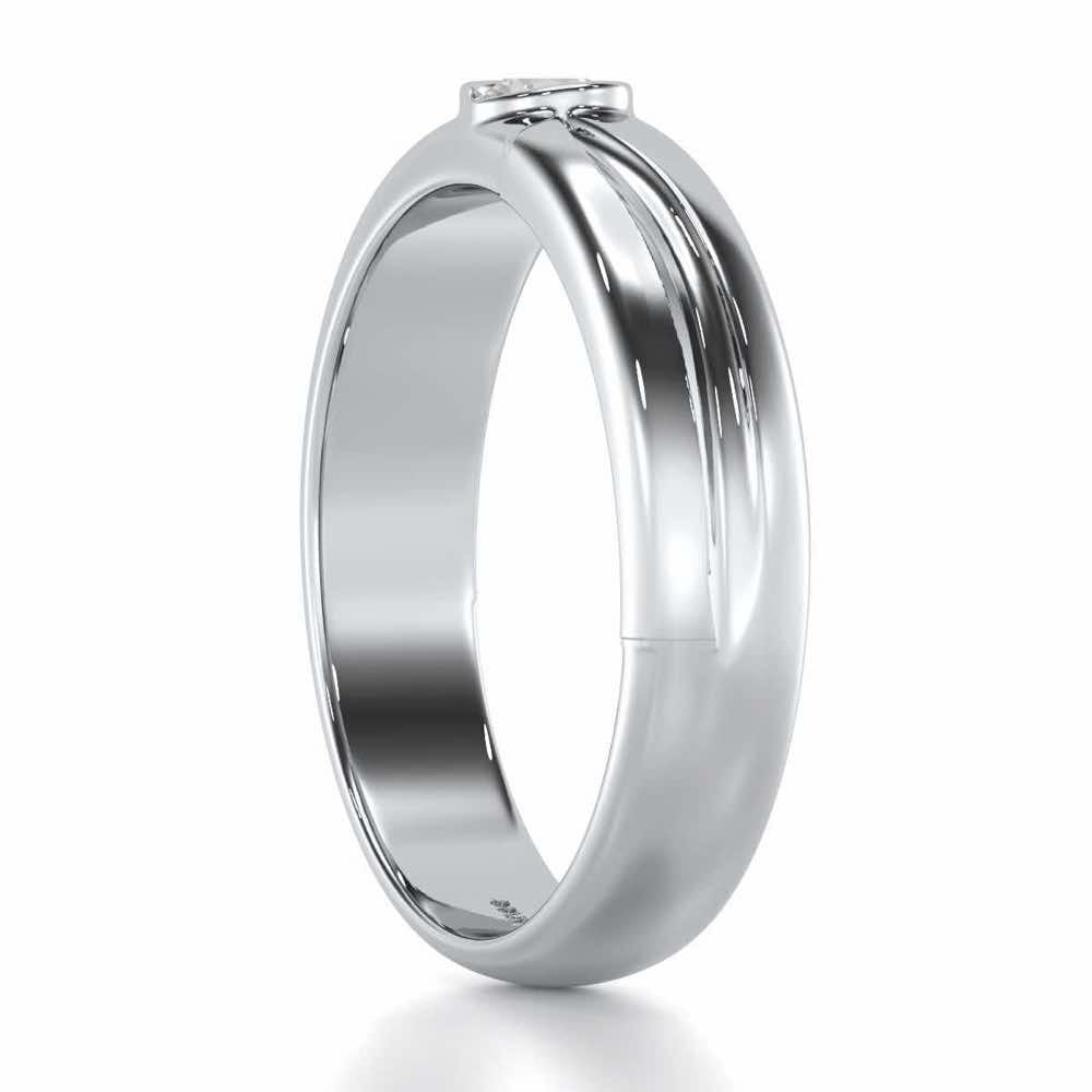 Dignified Brilliance Men Solitaire Ring - White Gold - Image 3