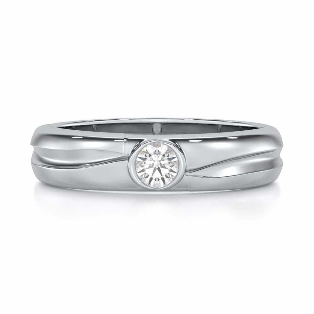 Dignified Brilliance Men Solitaire Ring - White Gold - Image 4