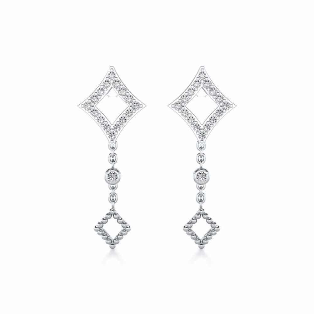 Dimant Silver Earrings - White Gold - Image 1