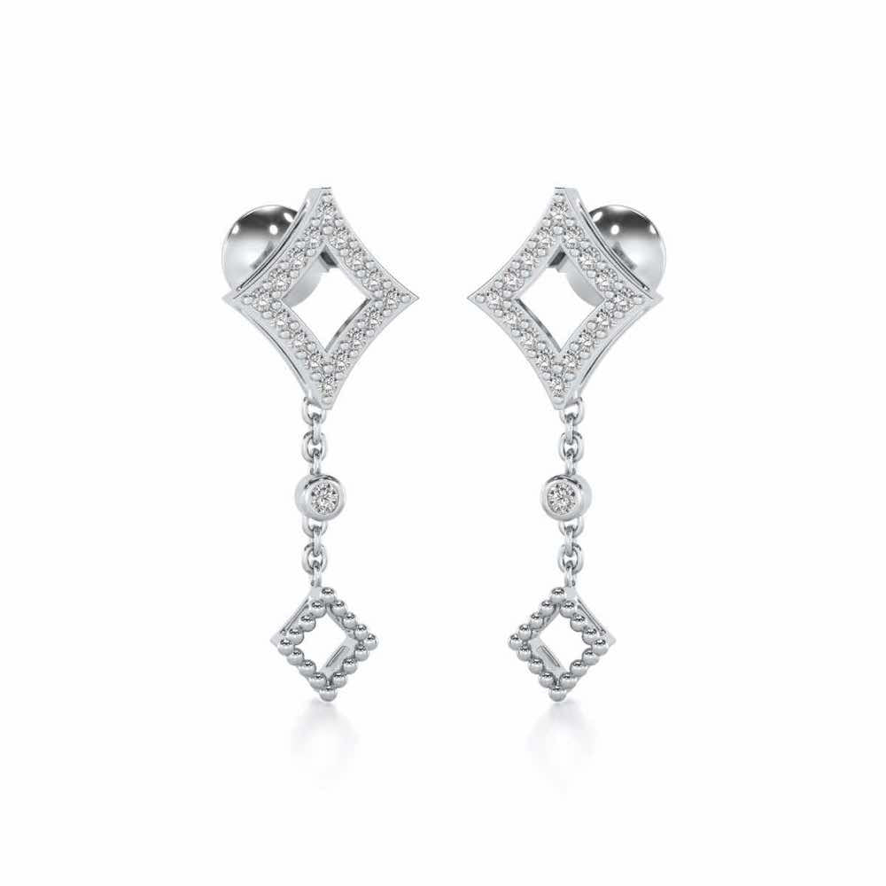 Dimant Silver Earrings - White Gold - Image 2